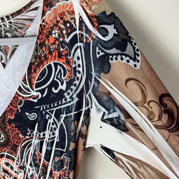 Y2K S-12 3/4 Sleeve Tattoo Dress With Rhinestones Size M Stretchy Club Grunge - Picture 6 of 14